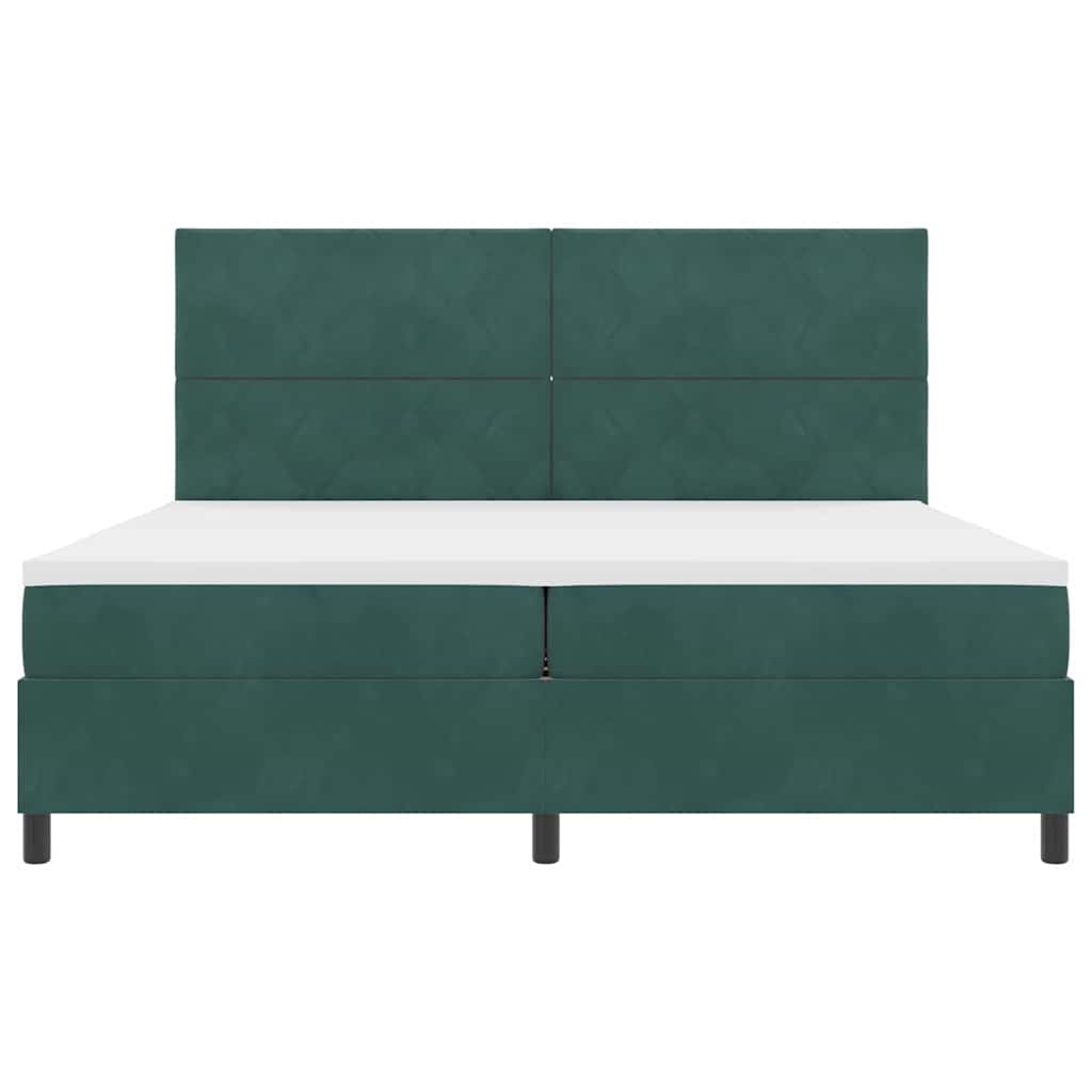 Boxspringbed met hoofdeinde Donkergroen 200 x 200 cm Fluweel