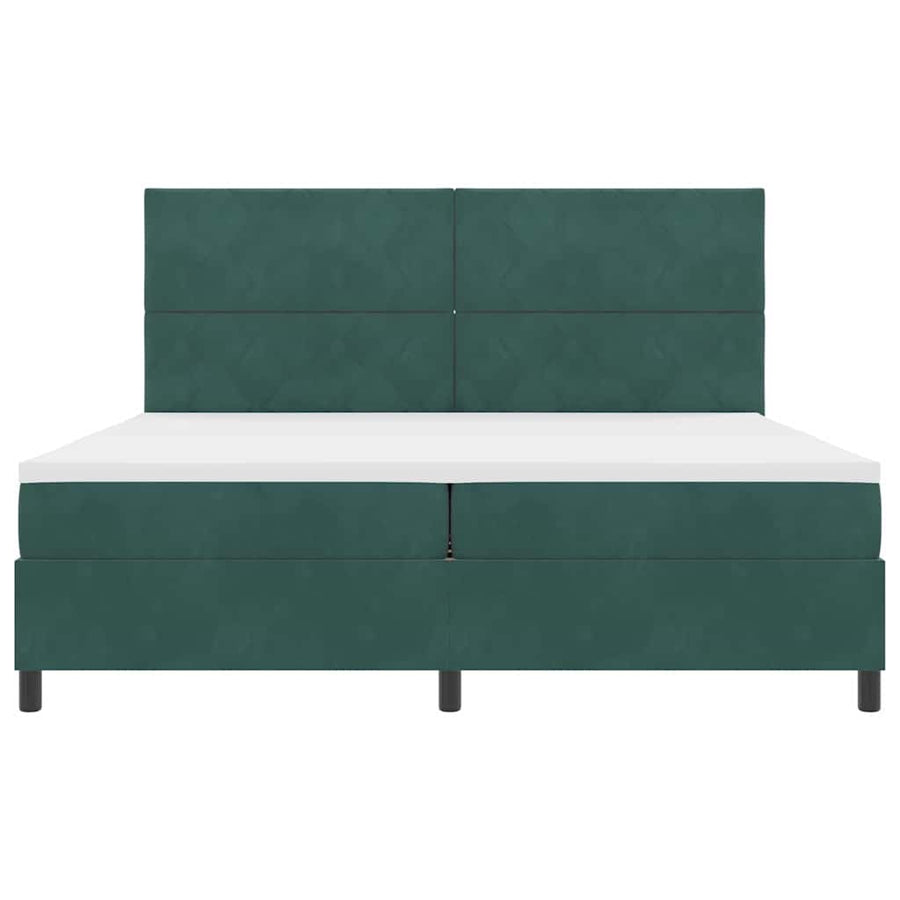 Boxspringbed met hoofdeinde Donkergroen 200 x 200 cm Fluweel