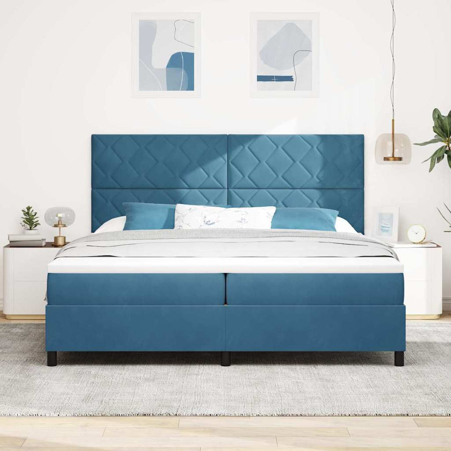 Boxspring bed met matras Donkerblauw 200 x 200 cm Fluweel