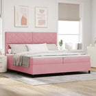 Boxspringbed roze 200x200 cm fluweel met hoofdeinde