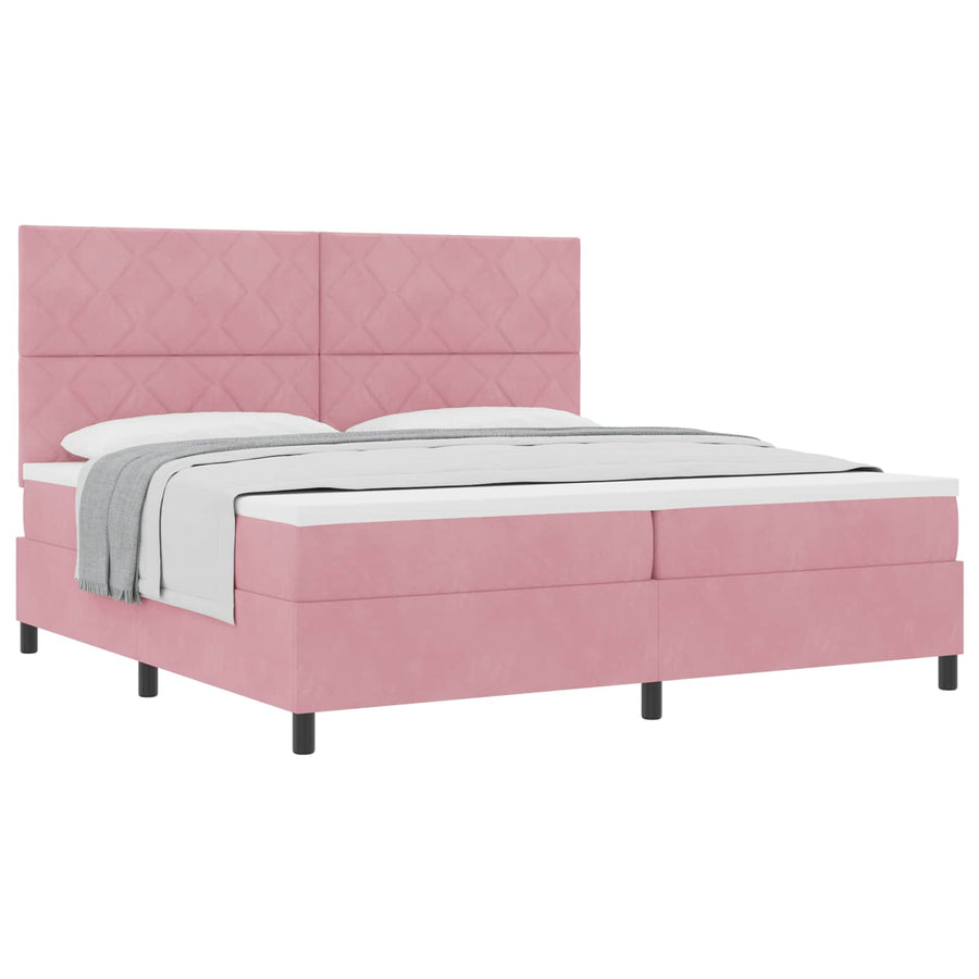 Boxspringbed met hoofdeinde Roze 200 x 200 cm Fluweel