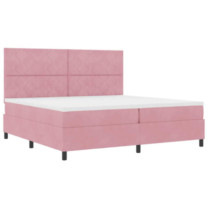 Boxspringbed met hoofdeinde Roze 200 x 200 cm Fluweel