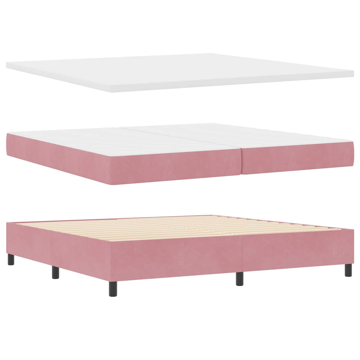 Boxspringbed met hoofdeinde Roze 200 x 200 cm Fluweel