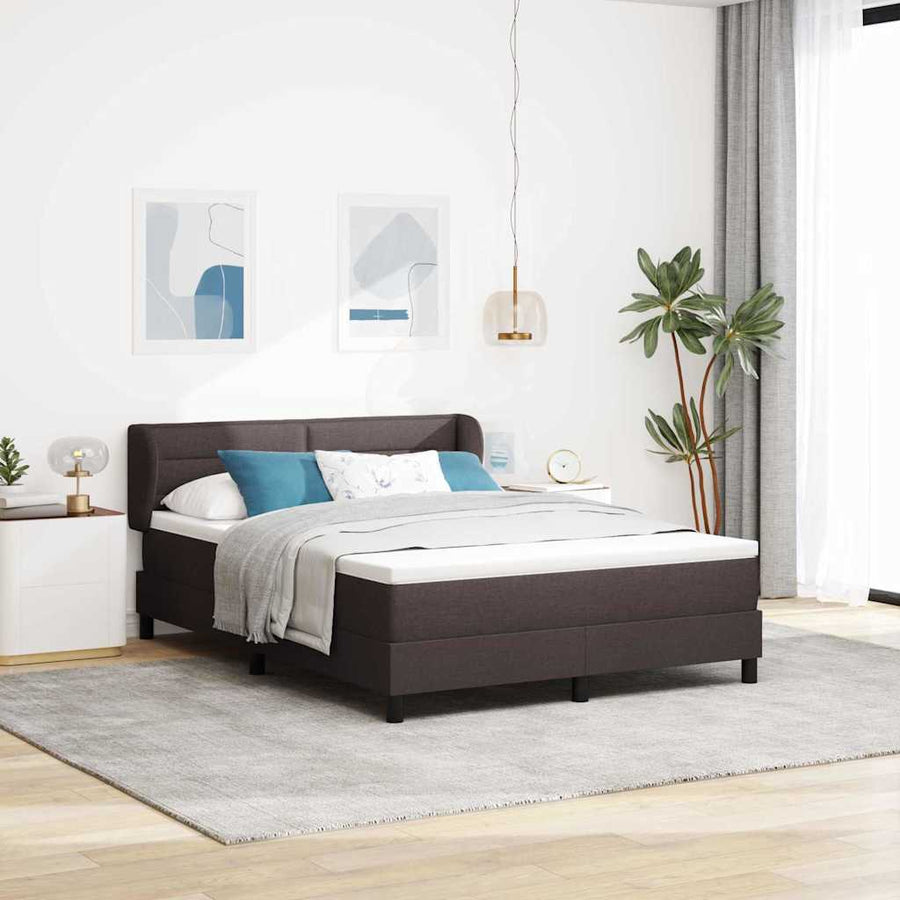 Boxspringbed met matras Donkerbruin 140 x 200 cm Stof