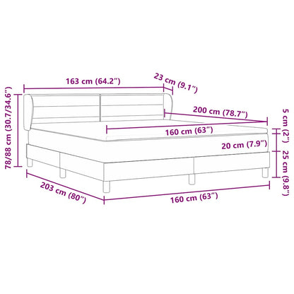 Boxspringbed met matras met hoofdeinde Blauw 160 x 200 cm Stof