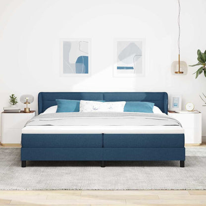 Boxspringbed met matras met hoofdeinde Blauw 200 x 200 cm Stof