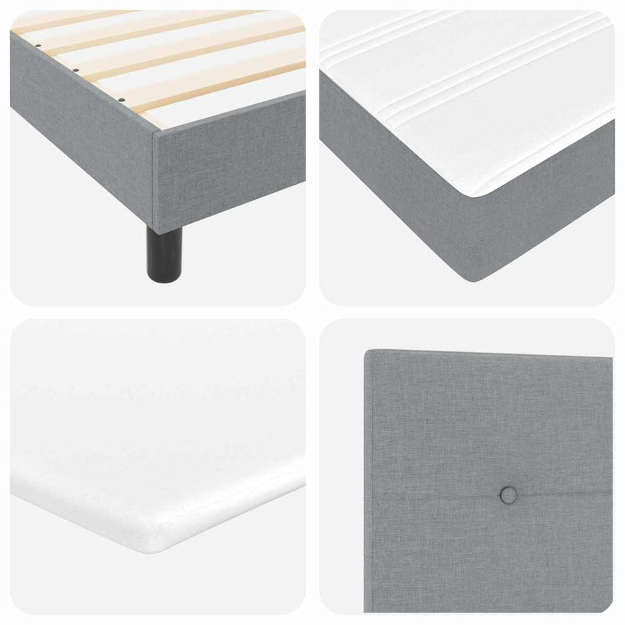 Boxspringbed met hoofdeinde Lichtgrijs 80 x 200 cm Stof