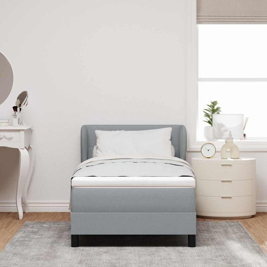 Boxspringbed met hoofdeinde Lichtgrijs 80 x 200 cm Stof