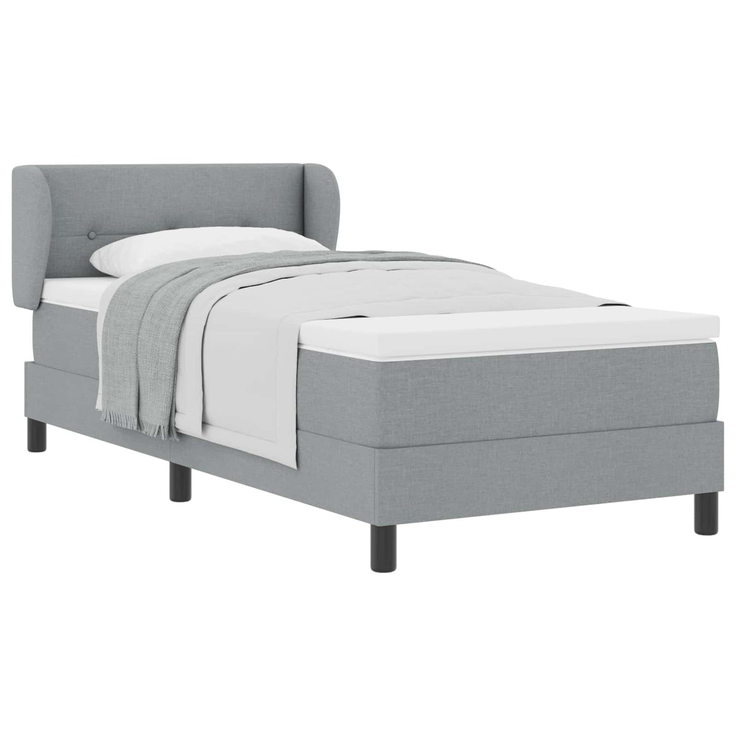 Boxspringbed met hoofdeinde Lichtgrijs 80 x 200 cm Stof