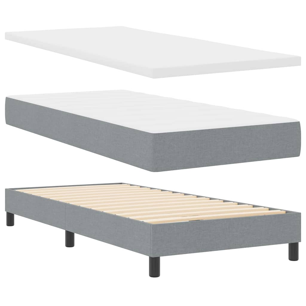 Boxspringbed met hoofdeinde Lichtgrijs 80 x 200 cm Stof