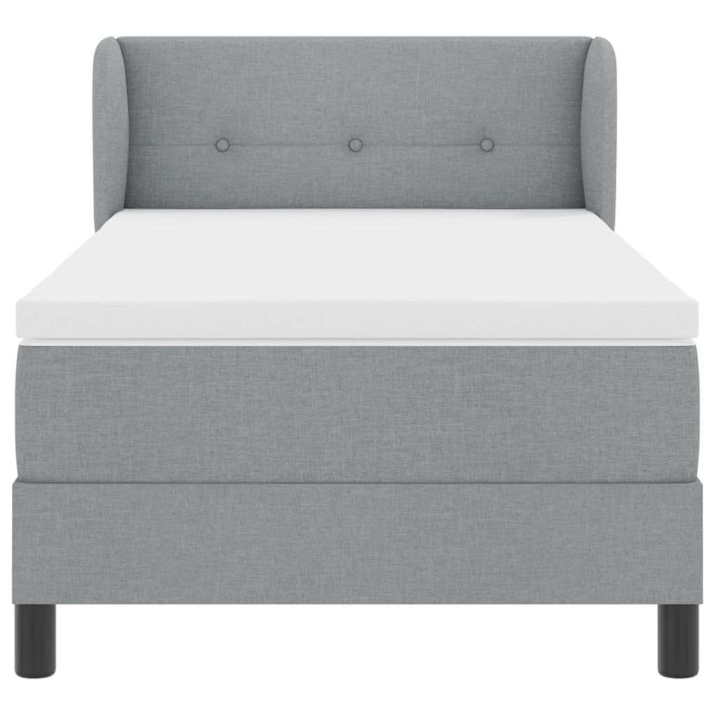 Boxspringbed met hoofdeinde Lichtgrijs 80 x 200 cm Stof