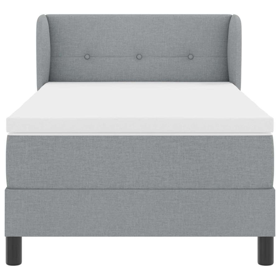 Boxspringbed met hoofdeinde Lichtgrijs 80 x 200 cm Stof