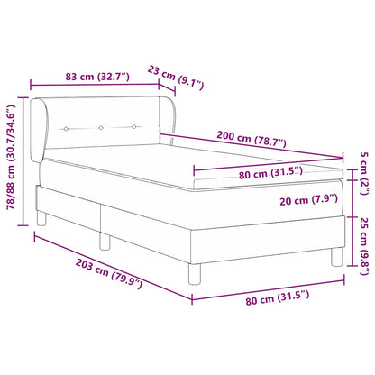 Boxspringbed met hoofdeinde Lichtgrijs 80 x 200 cm Stof