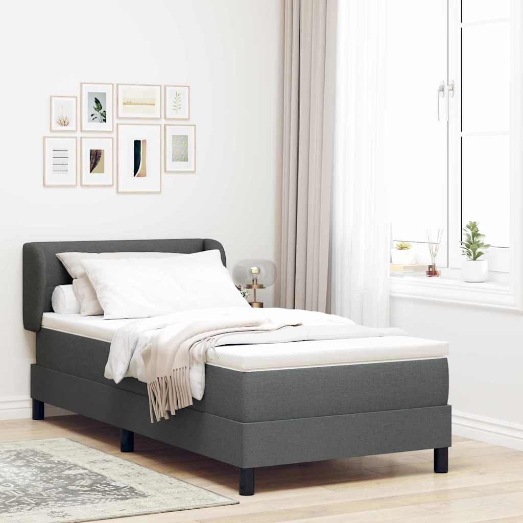 Boxspringbed met hoofdeinde Donkergrijs 90 x 190 cm Stof