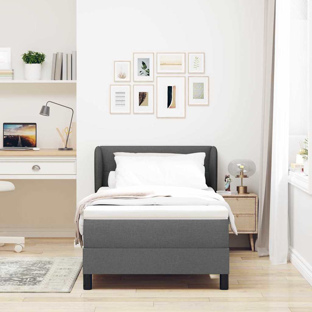 Boxspringbed met hoofdeinde Donkergrijs 90 x 190 cm Stof