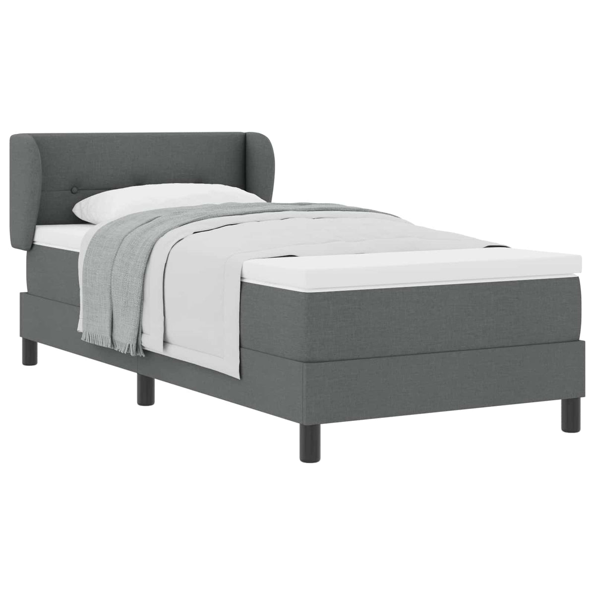 Boxspringbed met hoofdeinde Donkergrijs 90 x 190 cm Stof