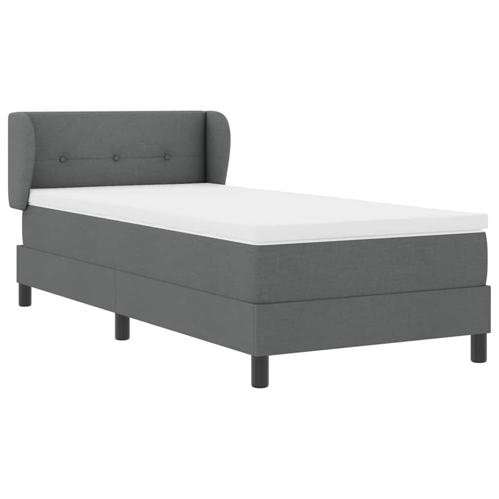 Boxspringbed met hoofdeinde Donkergrijs 90 x 190 cm Stof