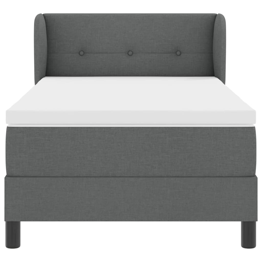 Boxspringbed met hoofdeinde Donkergrijs 90 x 190 cm Stof