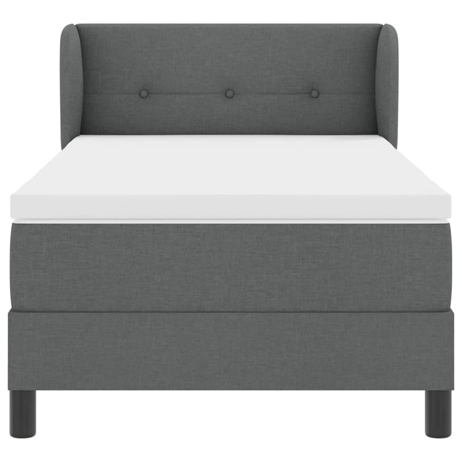 Boxspringbed met hoofdeinde Donkergrijs 90 x 200 cm Stof