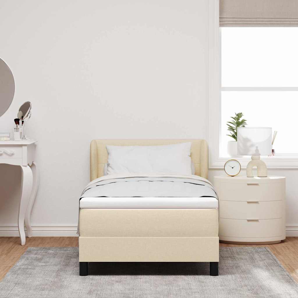 Boxspringbed met hoofdeinde Crème 90 x 200 cm Stof