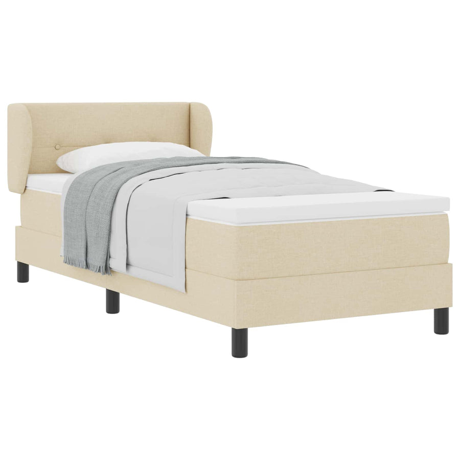 Boxspringbed met hoofdeinde Crème 90 x 200 cm Stof