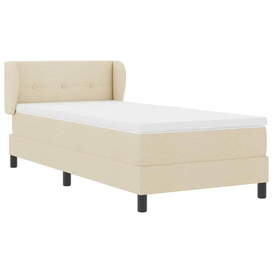 Boxspringbed met hoofdeinde Crème 90 x 200 cm Stof