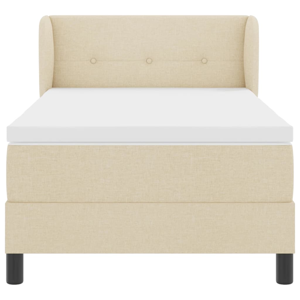 Boxspringbed met hoofdeinde Crème 90 x 200 cm Stof