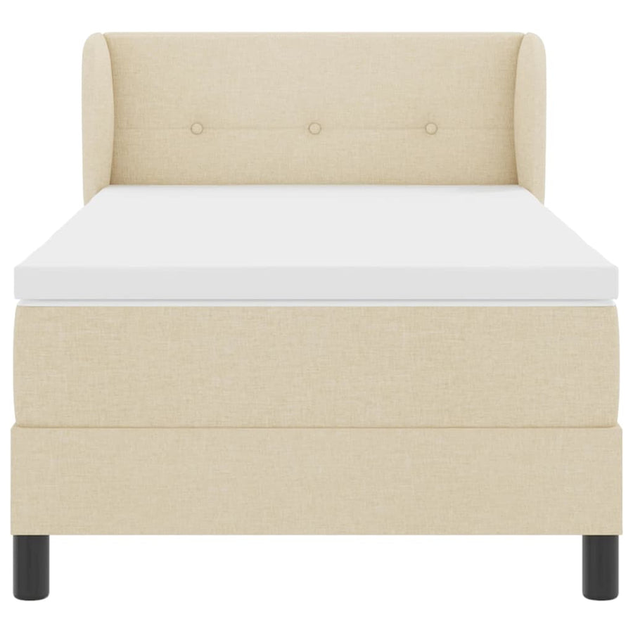 Boxspringbed met hoofdeinde Crème 90 x 200 cm Stof