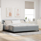 Boxspringbed lichtgrijs 200x200 cm met verstelbaar hoofdeinde