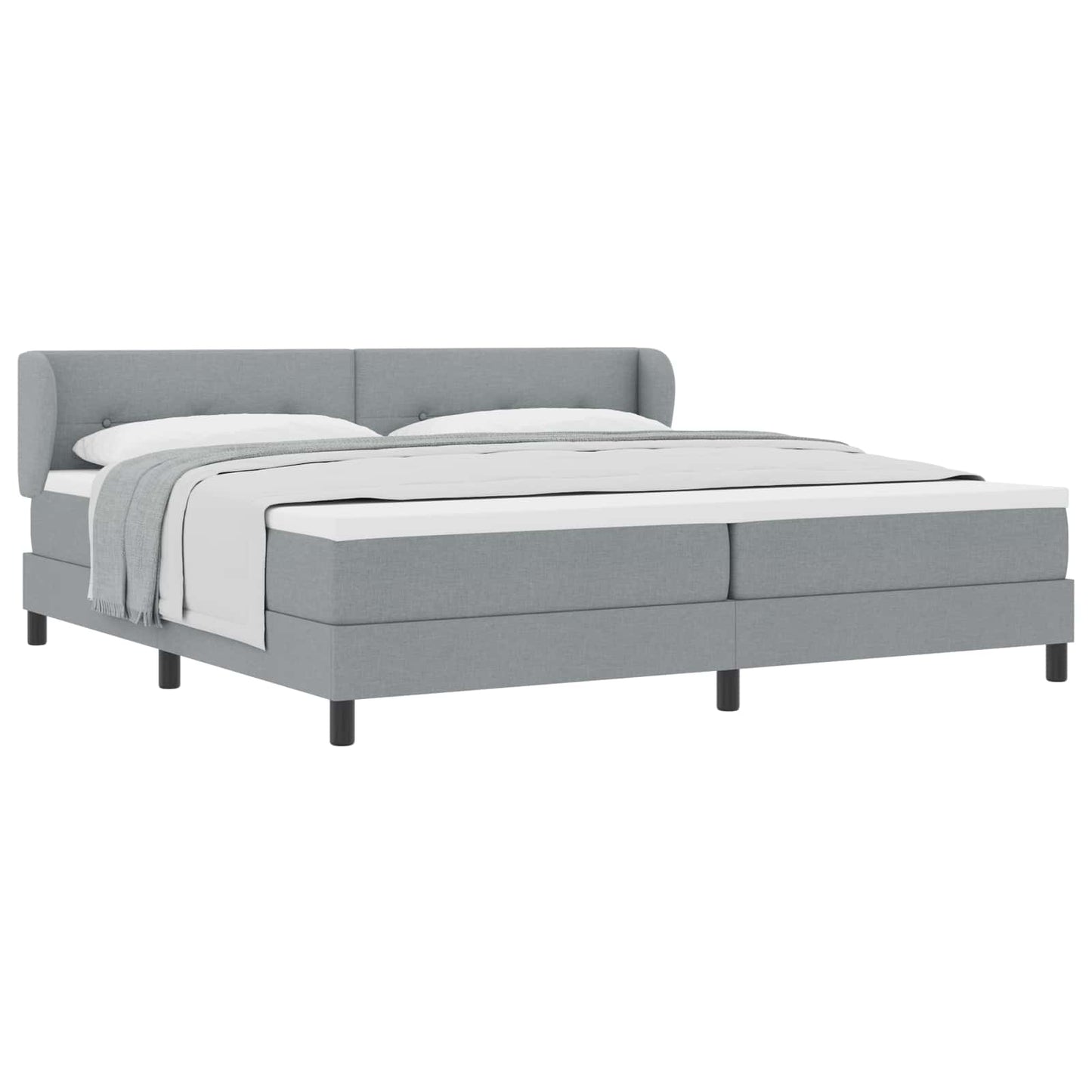 Boxspringbed met hoofdeinde Lichtgrijs 200 x 200 cm Stof