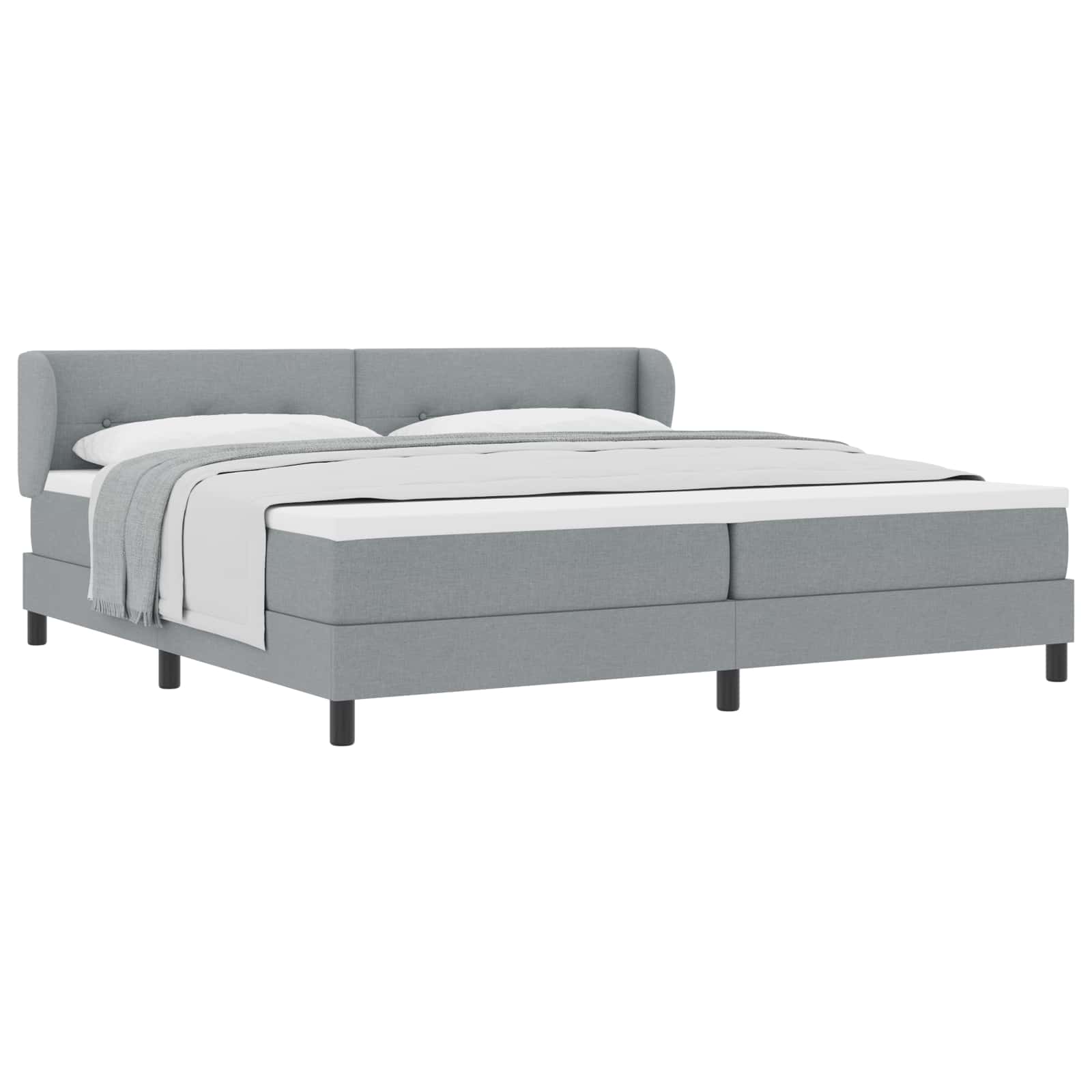 Boxspringbed met hoofdeinde Lichtgrijs 200 x 200 cm Stof