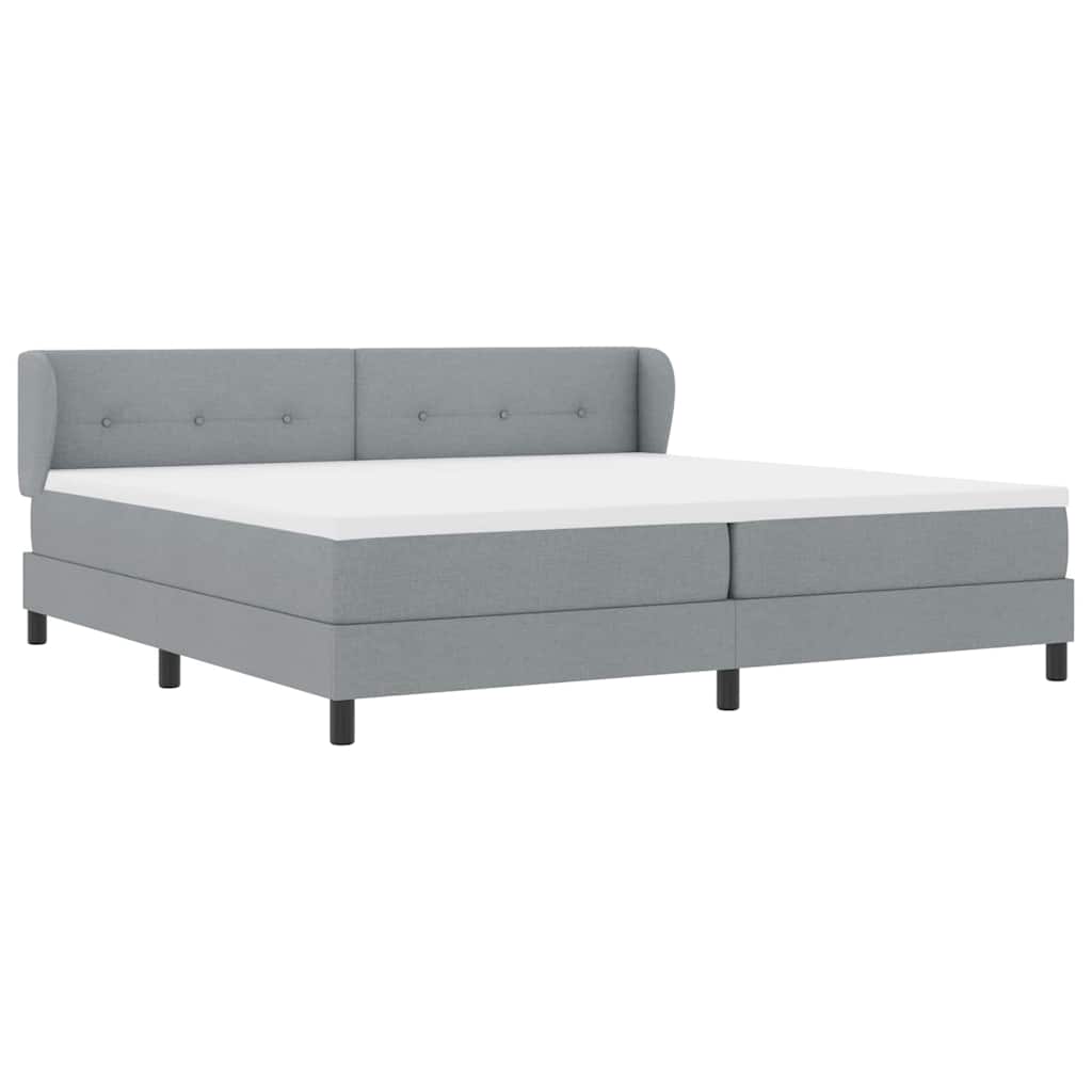 Boxspringbed met hoofdeinde Lichtgrijs 200 x 200 cm Stof
