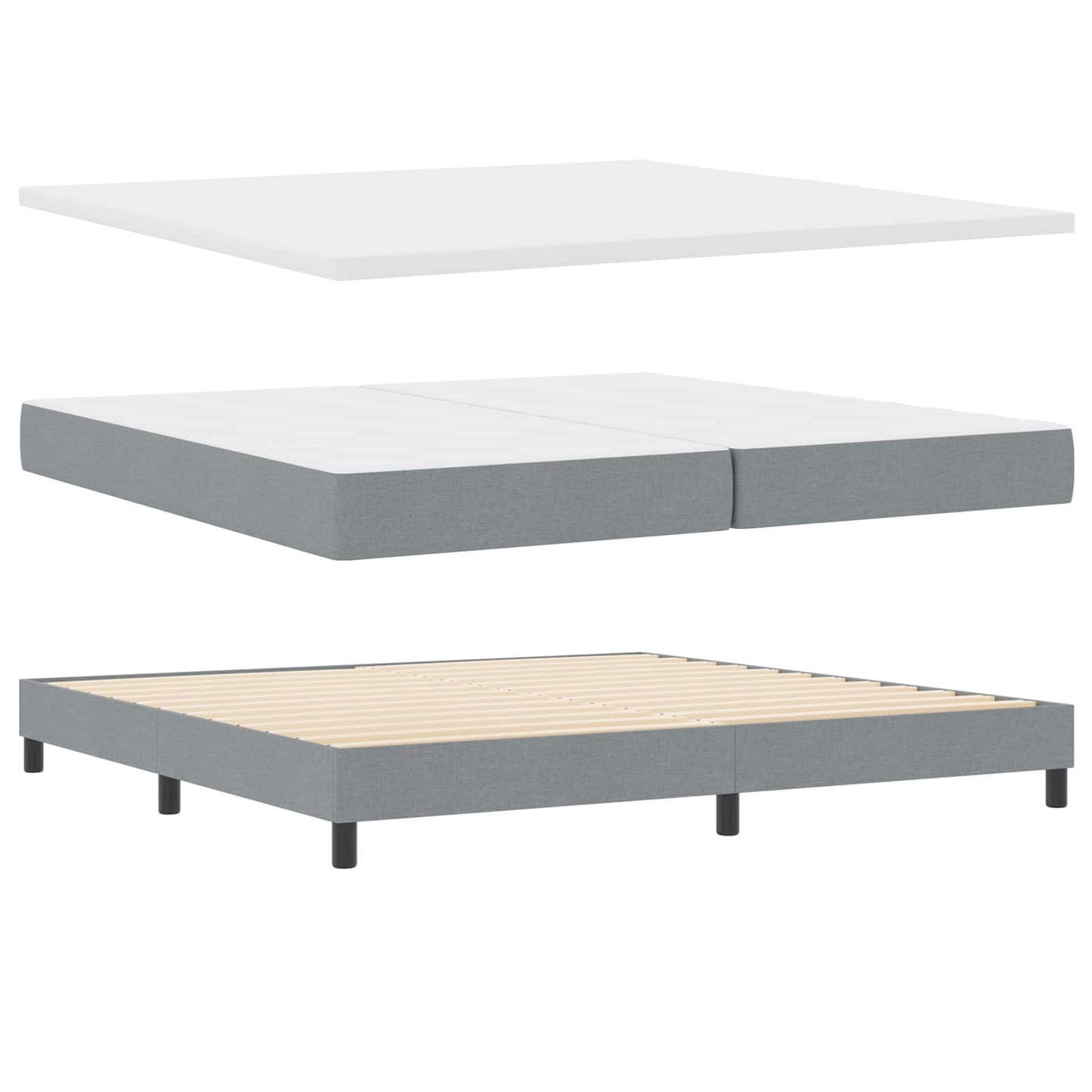 Boxspringbed met hoofdeinde Lichtgrijs 200 x 200 cm Stof