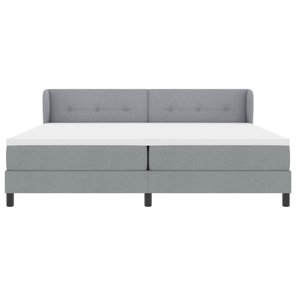 Boxspringbed met hoofdeinde Lichtgrijs 200 x 200 cm Stof