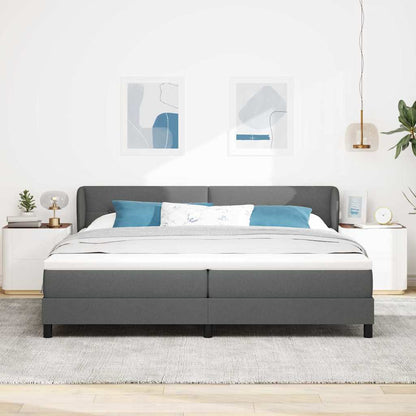 Boxspringbed met hoofdeinde Donkergrijs 200 x 200 cm Stof