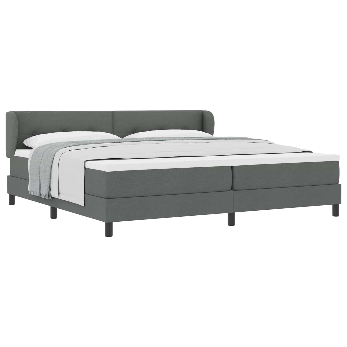 Boxspringbed met hoofdeinde Donkergrijs 200 x 200 cm Stof