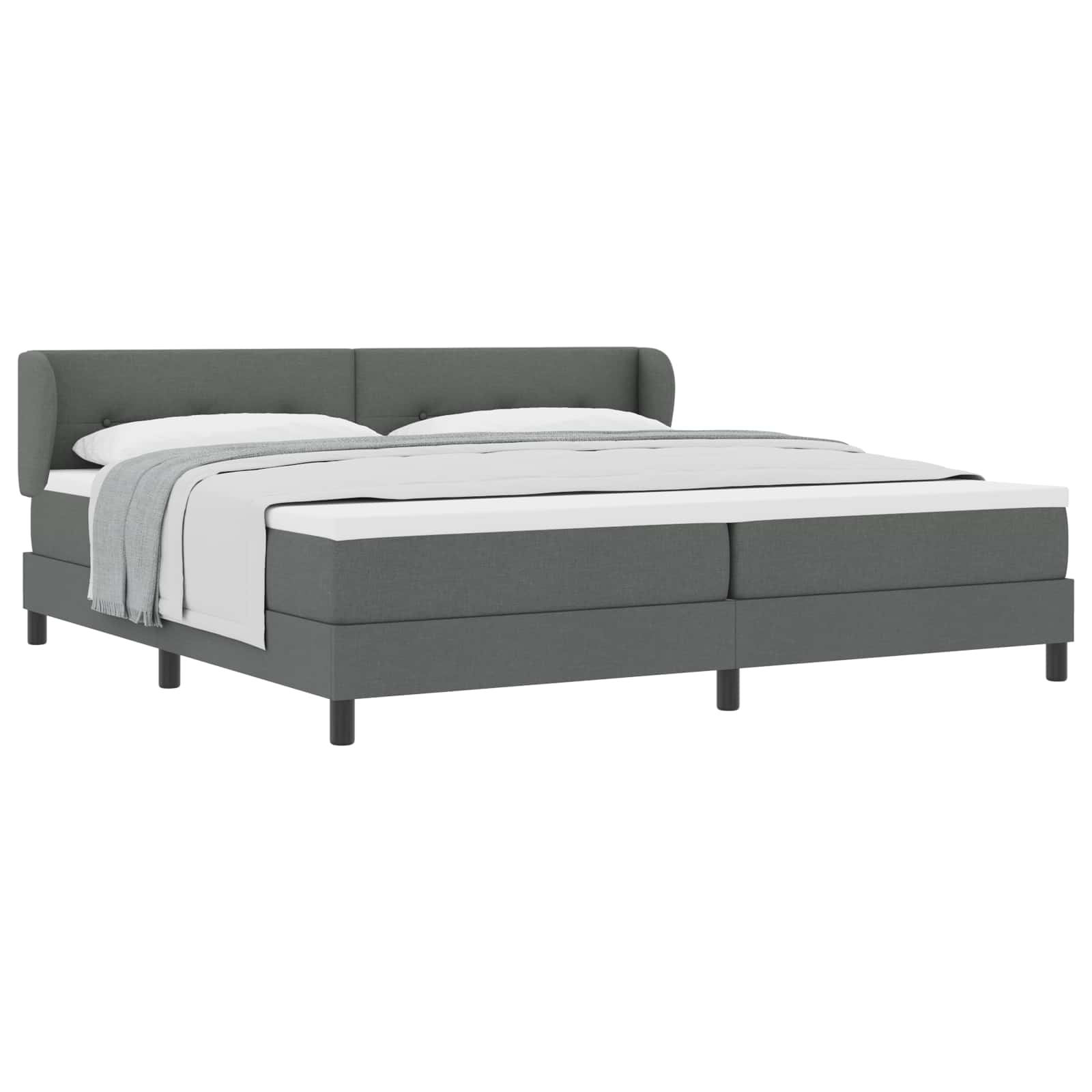 Boxspringbed met hoofdeinde Donkergrijs 200 x 200 cm Stof