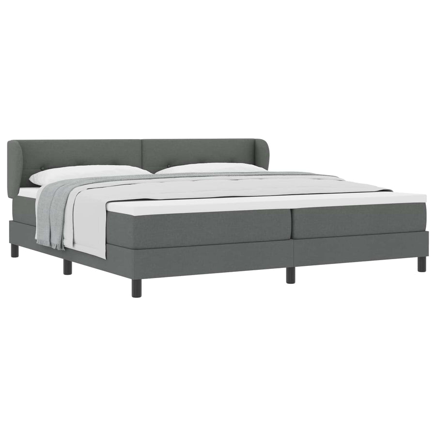 Boxspringbed met hoofdeinde Donkergrijs 200 x 200 cm Stof