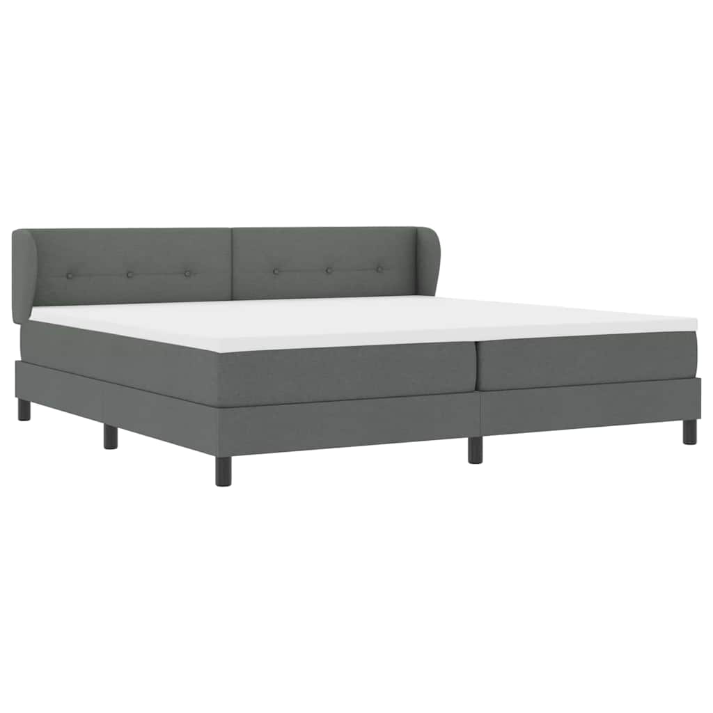Boxspringbed met hoofdeinde Donkergrijs 200 x 200 cm Stof
