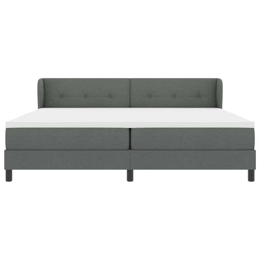 Boxspringbed met hoofdeinde Donkergrijs 200 x 200 cm Stof