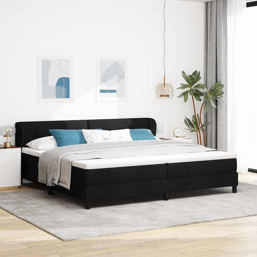 Boxspringbed met hoofdeinde Zwart 200 x 200 cm Stof