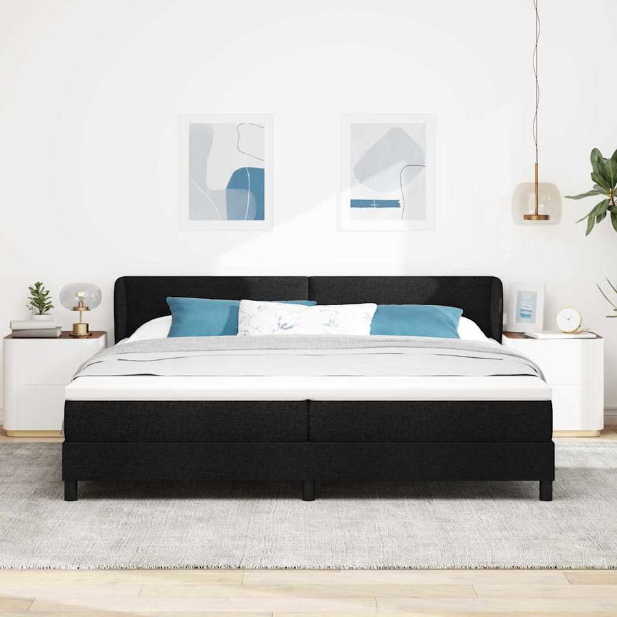 Boxspringbed met hoofdeinde Zwart 200 x 200 cm Stof