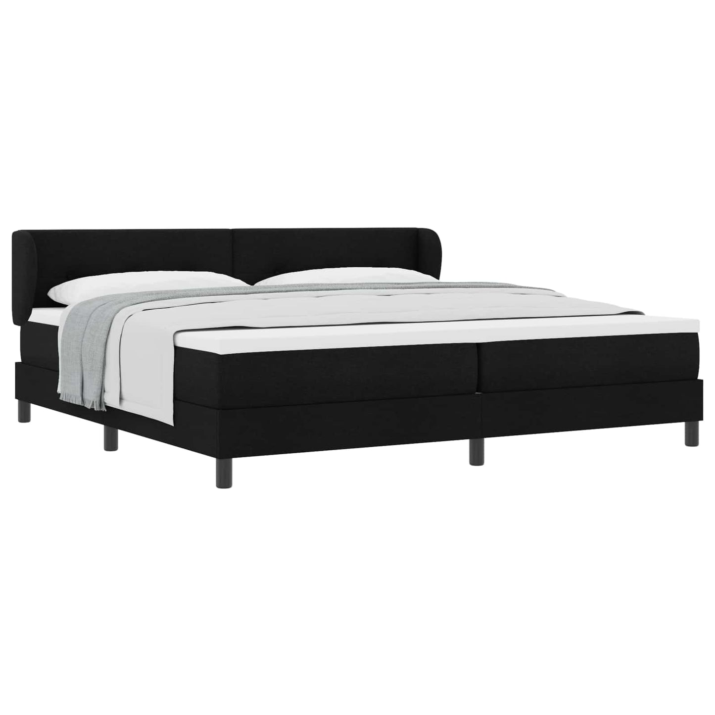 Boxspringbed met hoofdeinde Zwart 200 x 200 cm Stof