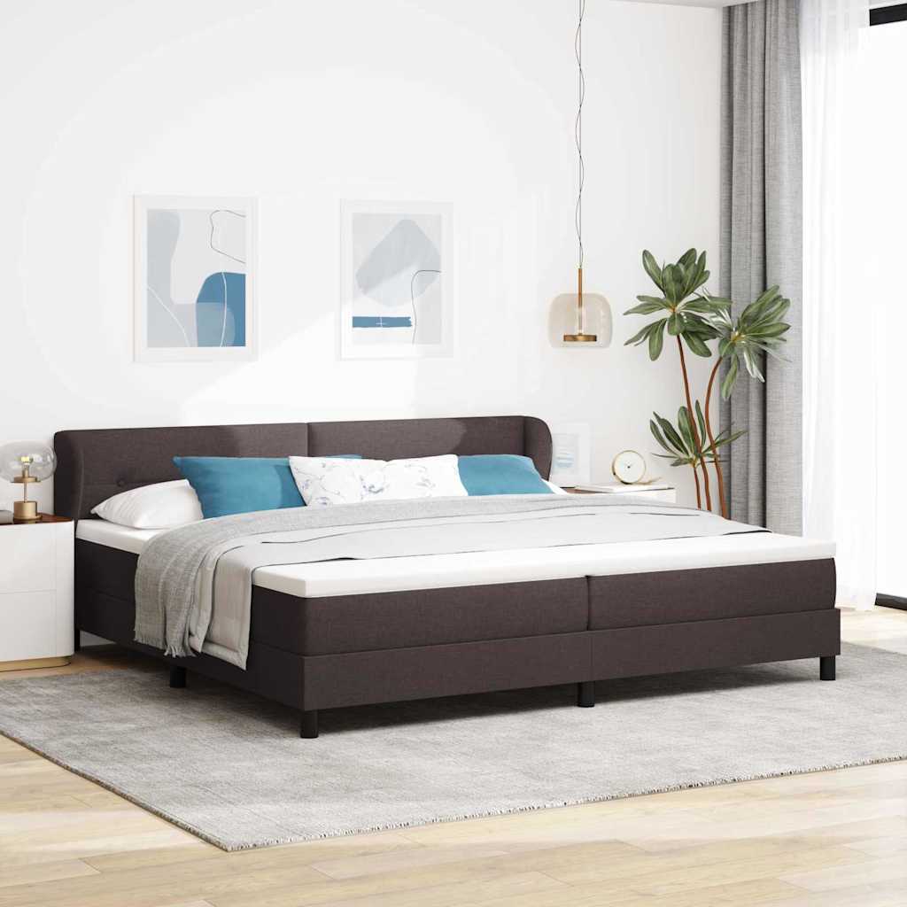 Boxspringbed met hoofdeinde Donkerbruin 200 x 200 cm Stof