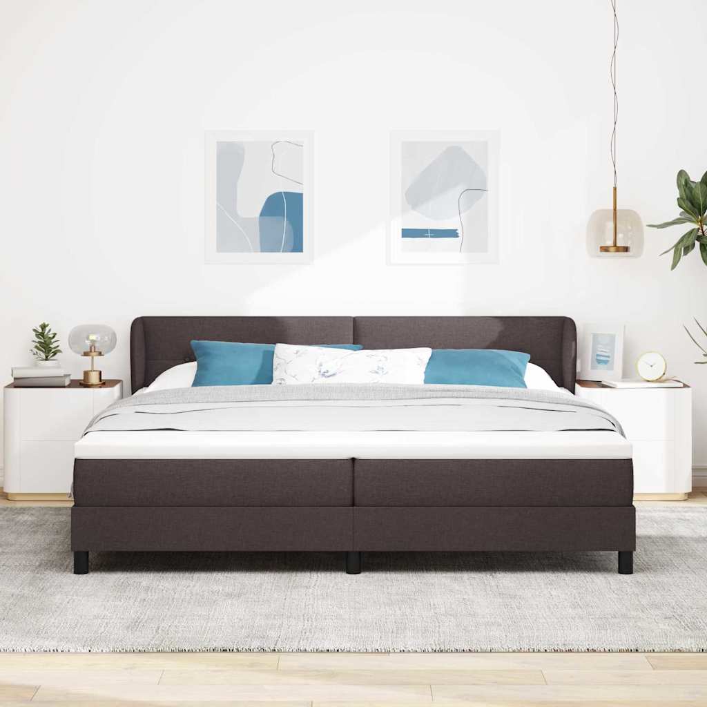 Boxspringbed met hoofdeinde Donkerbruin 200 x 200 cm Stof