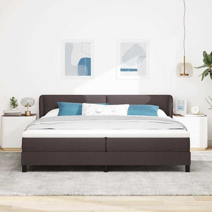 Boxspringbed met hoofdeinde Donkerbruin 200 x 200 cm Stof
