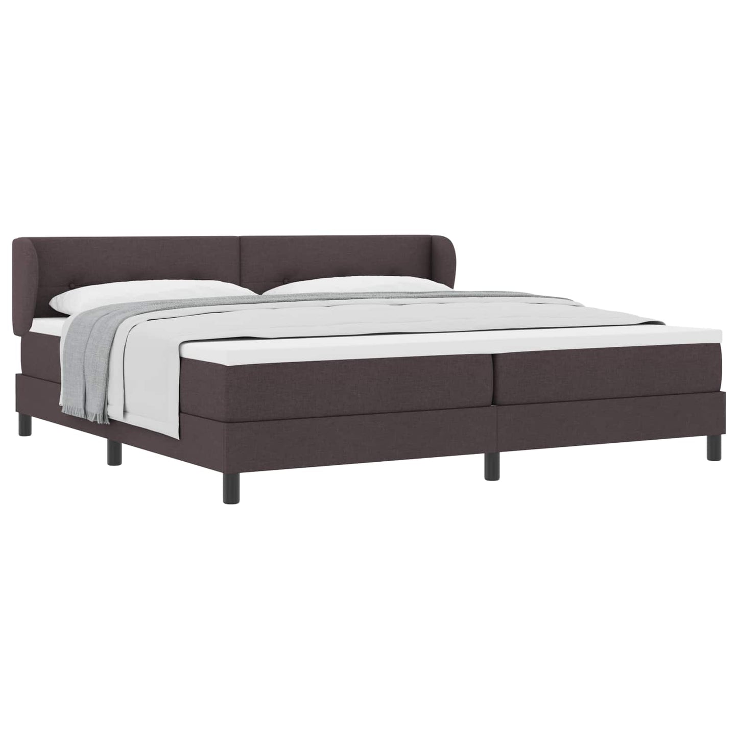 Boxspringbed met hoofdeinde Donkerbruin 200 x 200 cm Stof