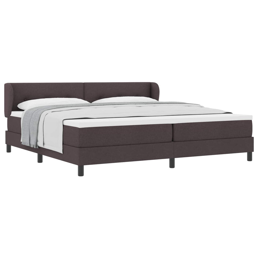 Boxspringbed met hoofdeinde Donkerbruin 200 x 200 cm Stof