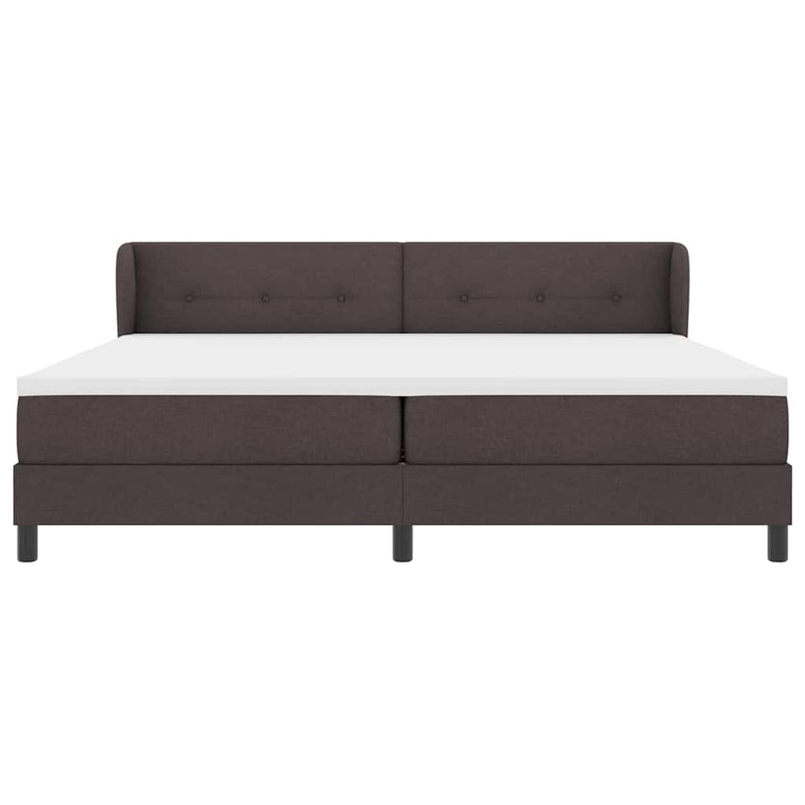 Boxspringbed met hoofdeinde Donkerbruin 200 x 200 cm Stof