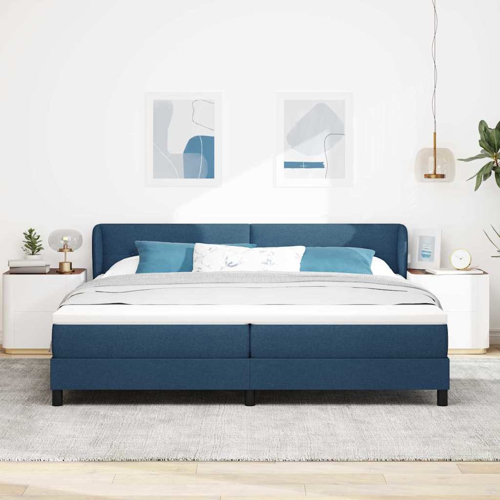Boxspringbed met matras met matras Blauw 200 x 200 cm Stof